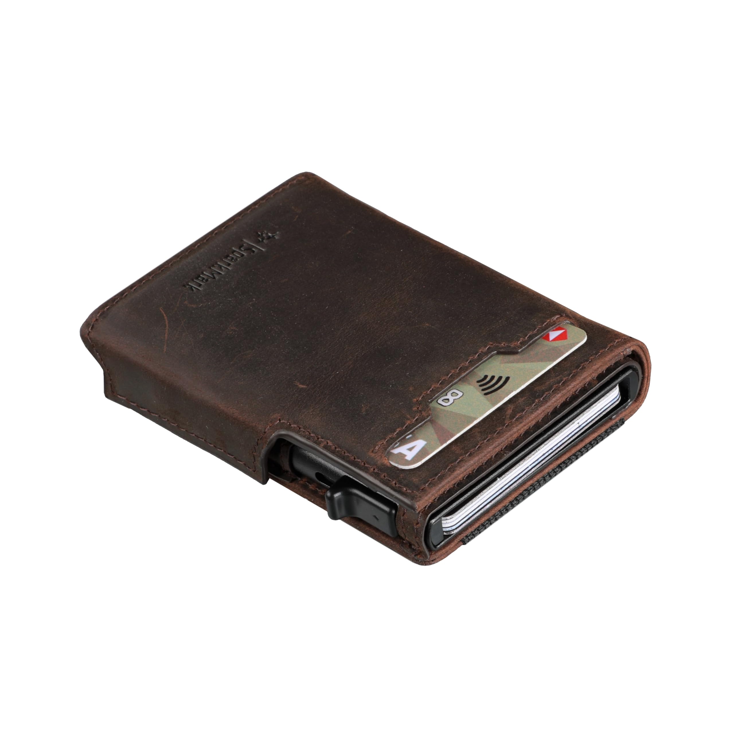 SparkMark RFID Credit Card Holder Wallet for Men | Magnetic Business Card Holder Case | Minimalist Pop Up Metal Wallet with Money Clip, Gift Box Included