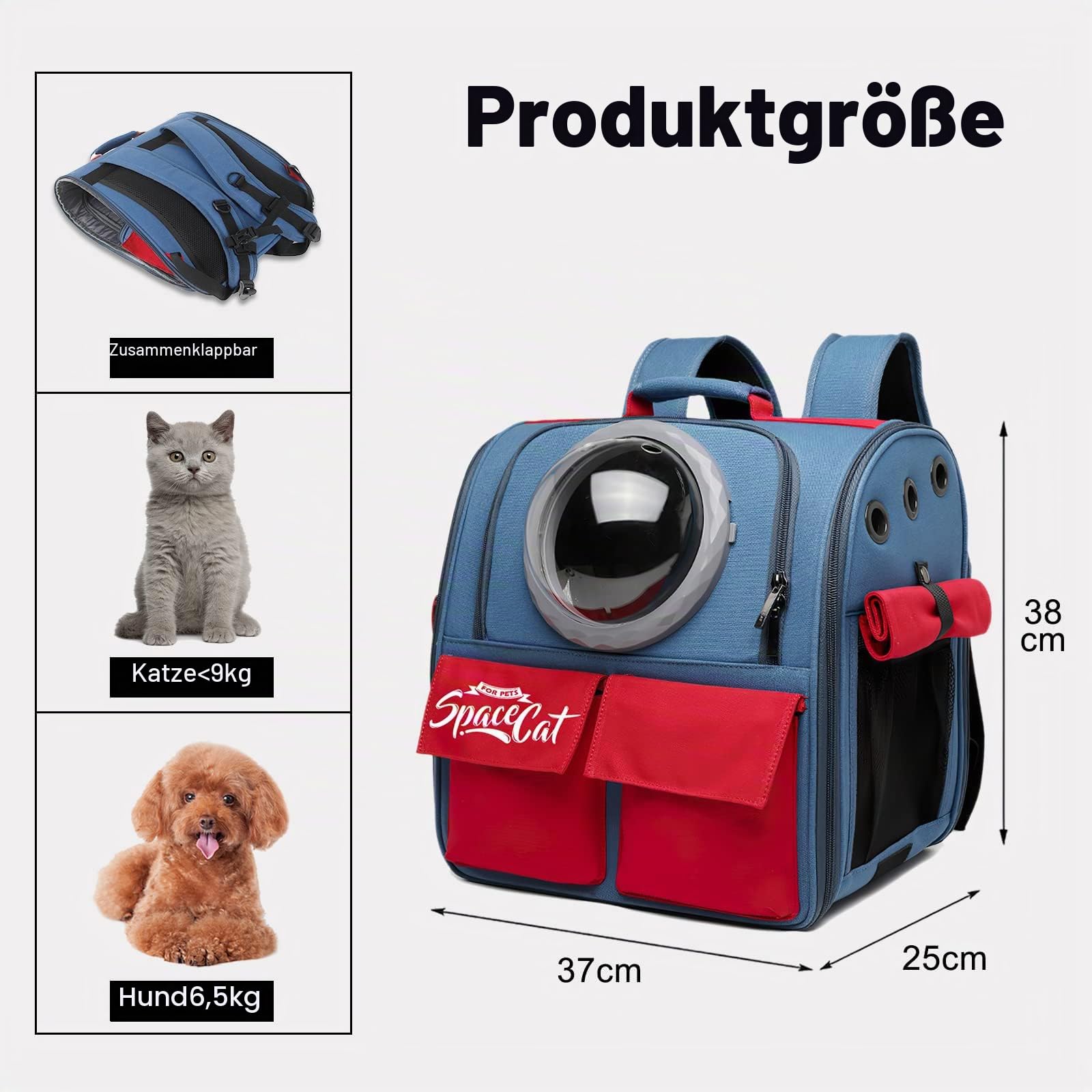 Galatée Katzen Rucksack Träger, Haustier Rucksack Blasen Rucksack, Katzen Tragen, Raumkapsel Haustier Rucksack Belüften, Hunde Reise Rucksack Träger Für Kleine Hunde(Khaki)