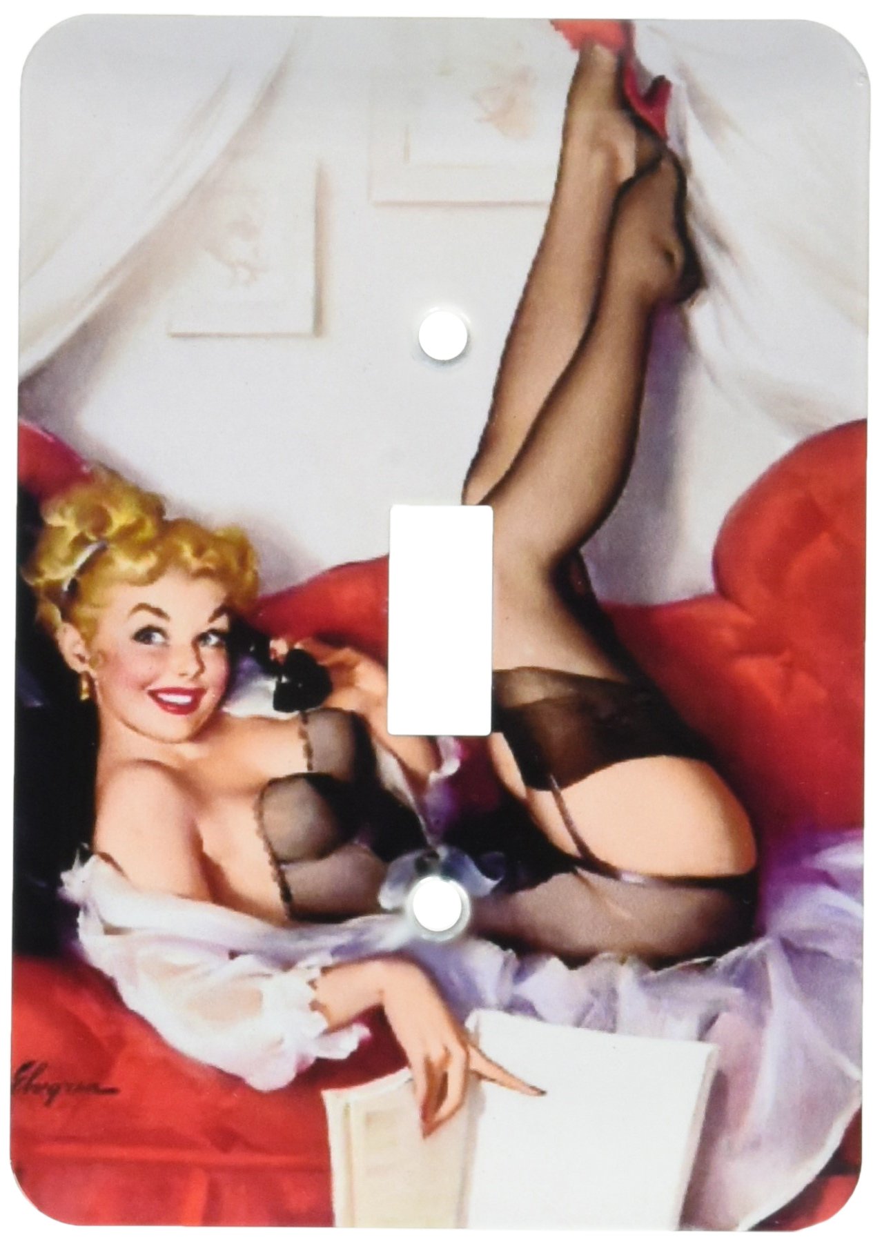 Interruptor Elvgren Pinup de 3dRose, placa de luz decorativa con acabado premium artístico