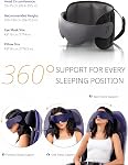 Travel Pillow, Airplane Neck Pillow with 3D Eye Mask for Sleeping, Round Edge Plane Head Strap 360°Headrest Support for Long Flight, Stop Bobblehead, Travel Essential for Car Road Trip Grey