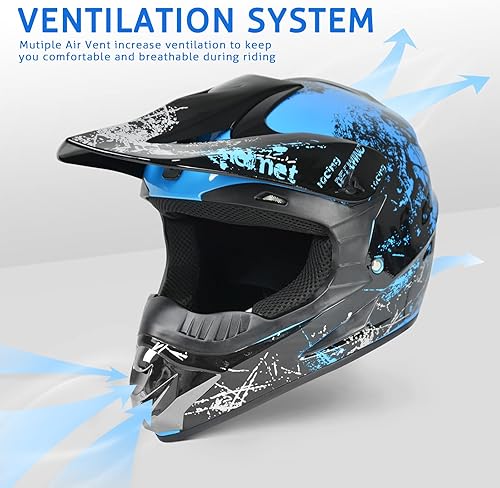 Miniatura 4 de SPARK - Cascos para bicicleta de montaña para niños, cascos de motocicleta para jóvenes, ATV, motocross, de cara completa, para hombres y mujeres,