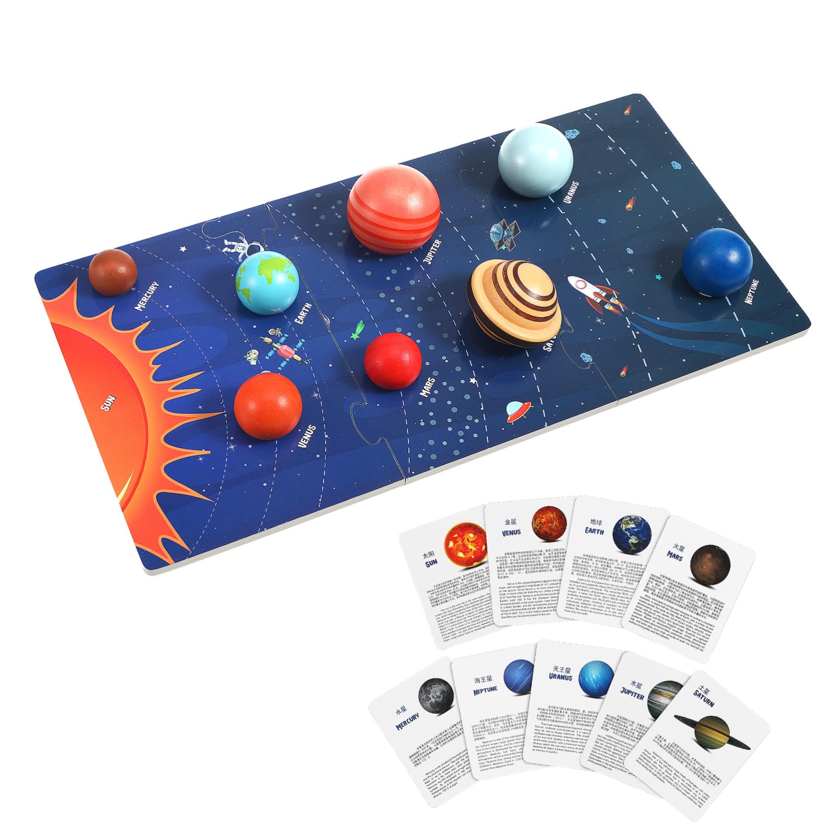Rompecabezas Educativo y Seguro del Sistema Solar de Madera para Niños Modelo Planetario Adecuado para Aprendizaje y Juego en Casa