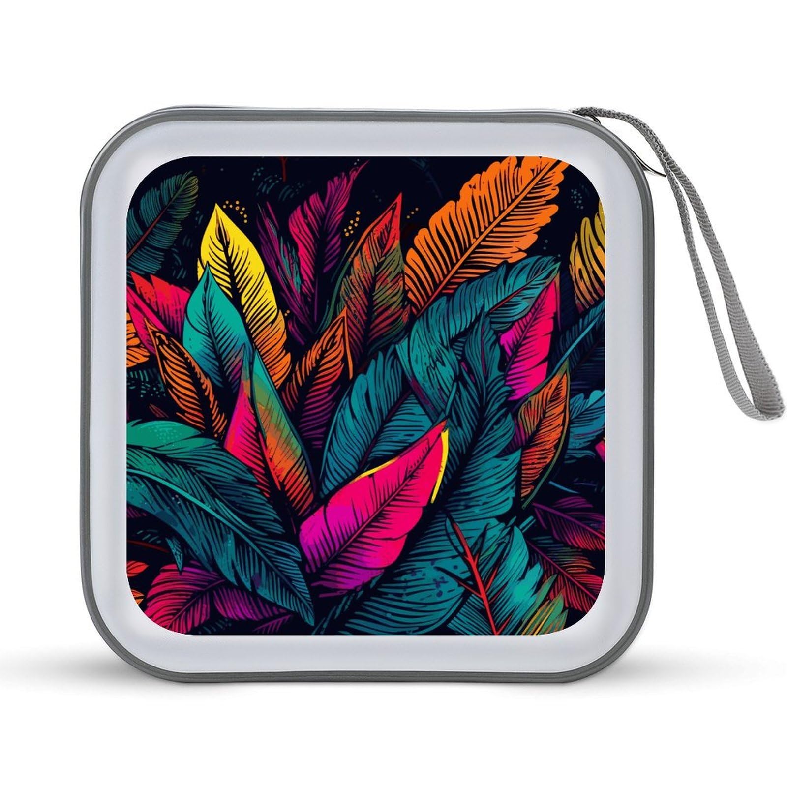 VstaDank - 40 Capacity Colorful Tropical Leaves DVD Case Storage Organizer Booklet Folder Portable Album Disc Wallet for Car CD