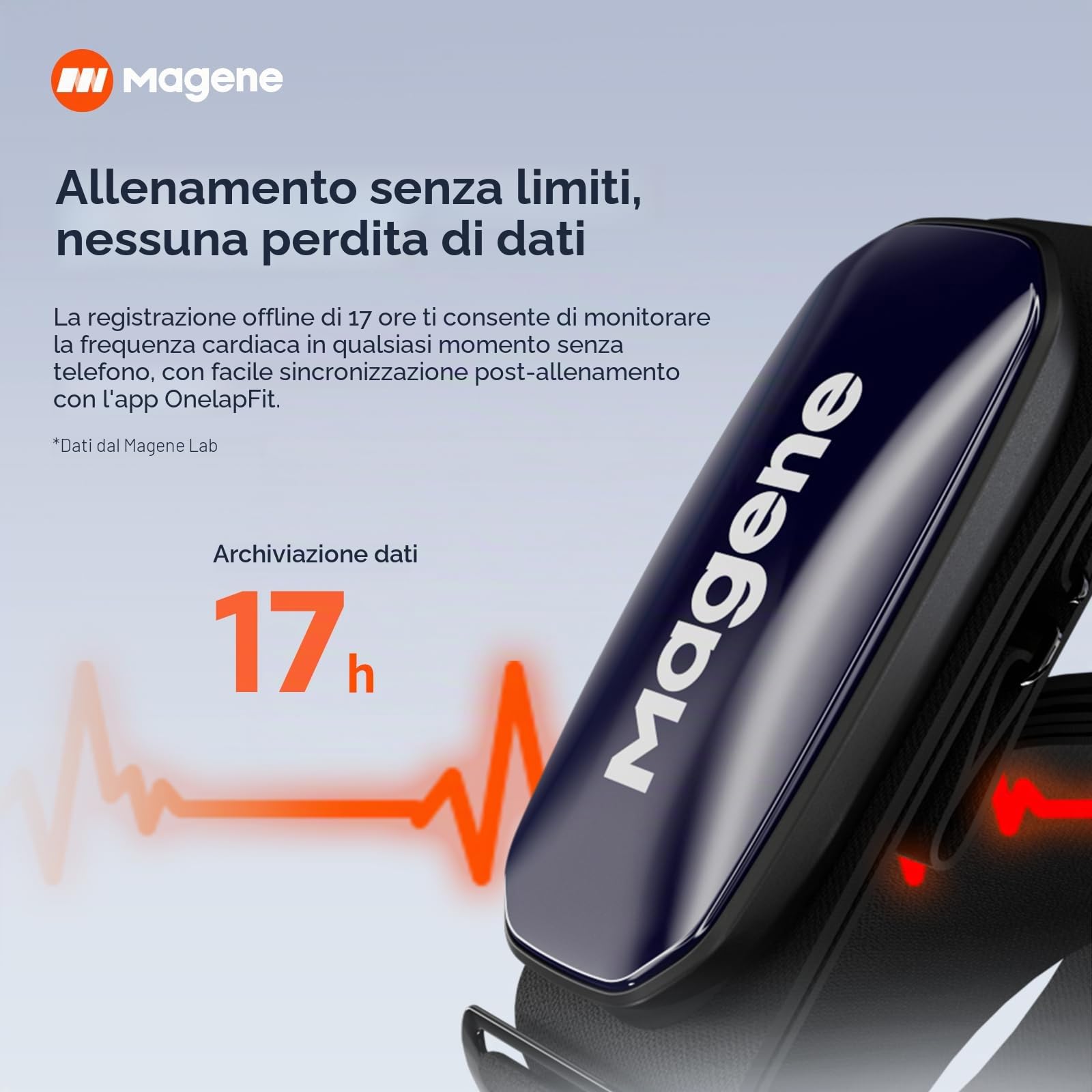 Magene H613 Fascia Toracica Cardiofrequenzimetro Bluetooth ANT+ IPX7 17H Archiviazione Offline Indicatore Zona Frequenza Cardiaca