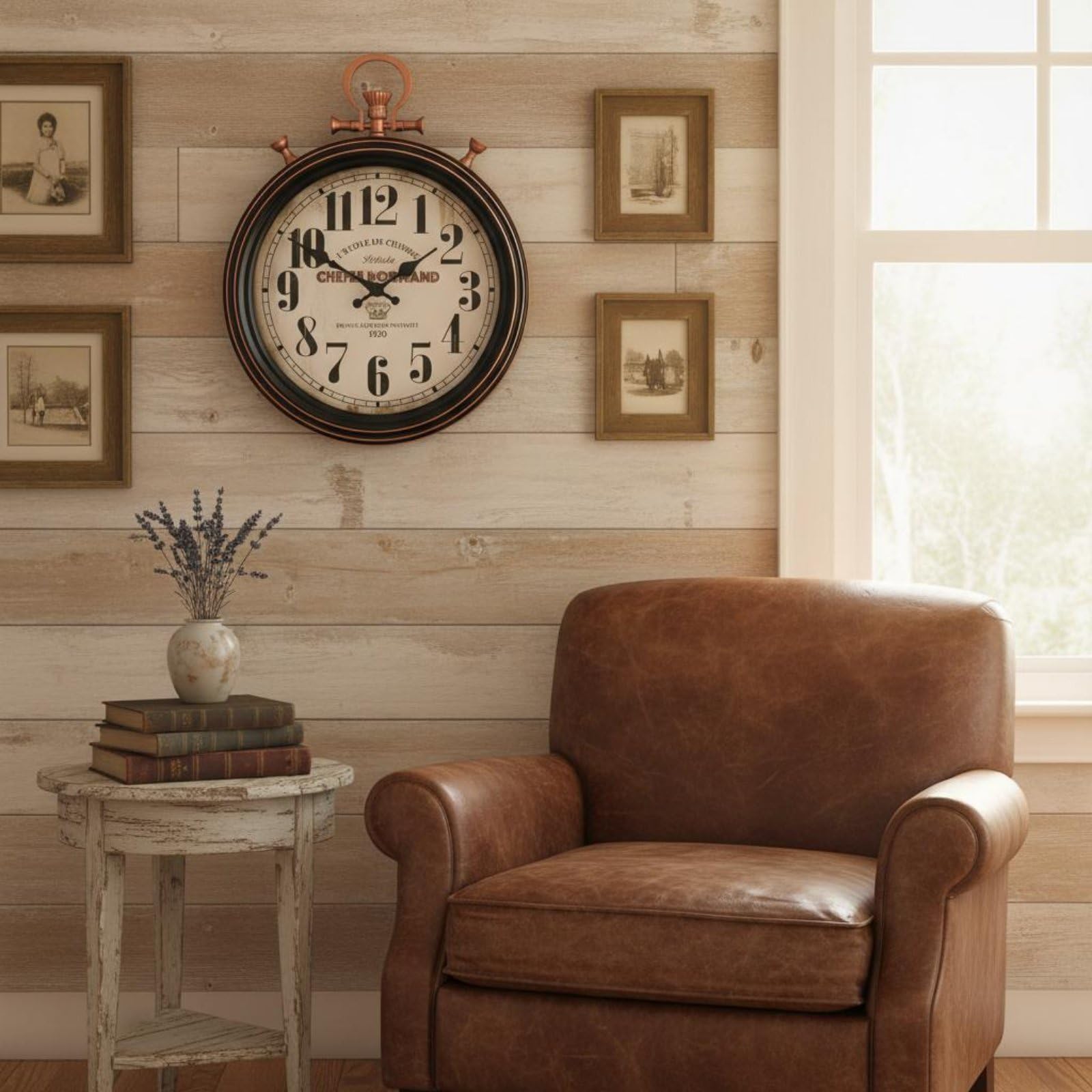 Reloj de Pared Vintage Reloj Colgante Reloj Antiguo Reloj Retro con Gran Esfera y Manecillas Clásicas Estructura Resistente y Diseño Que No Sobrecarga, Bronce Crema