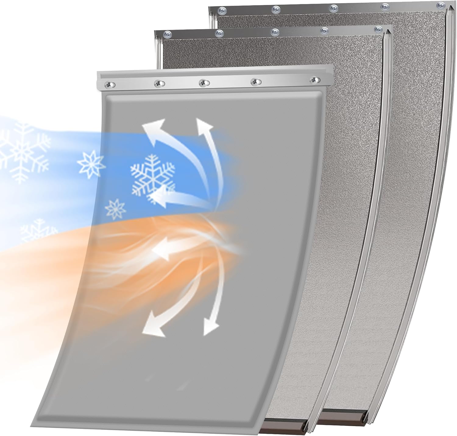 3-Flap Large Dog Door Replacement Flap with Screws, Compatible with PetSafe Freedom Doggie Doors PAC11-11039, 10 1/8" X 16 7/8", Pet Door Replacement Flap for Extreme Weather Resistance(-20 to 120°F)