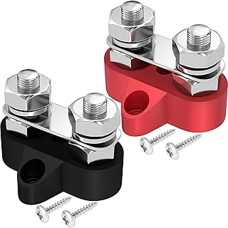 5/16" Bus Bar 12V 200A Battery Wire Power Distribution Terminal Block M8 Dual Studs Junction Block Post Positive&Negative Busbar for Auto Car Marine Boat
