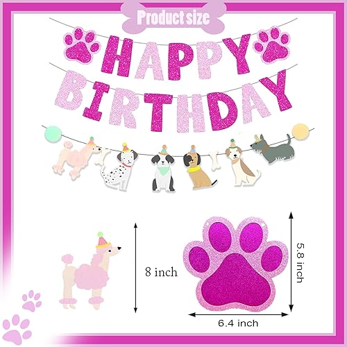 Vista 78 de Cartel con temática de perro feliz cumpleaños, decoración colorida para niños, bebés, perros, suministros de fiesta de cumpleaños Perro