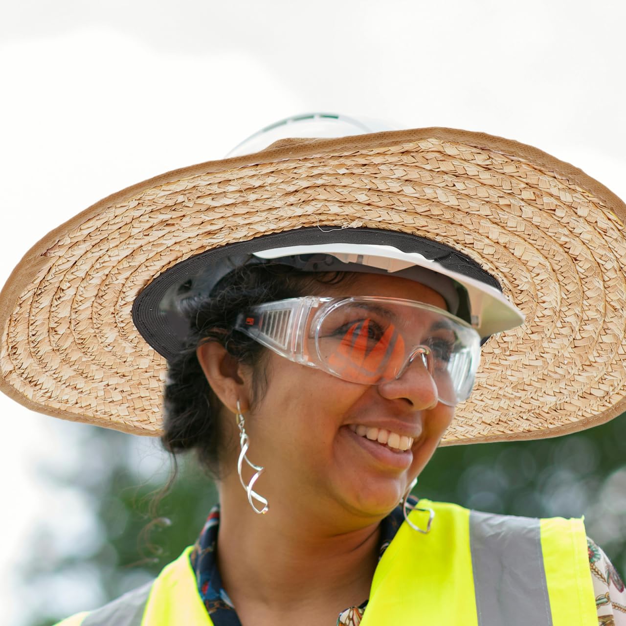 OUNONA 3 parasoles para casco duro, tejido de pajilla, protección de extensión, visera de seguridad, cubierta de casco de construcción, para trabajadores