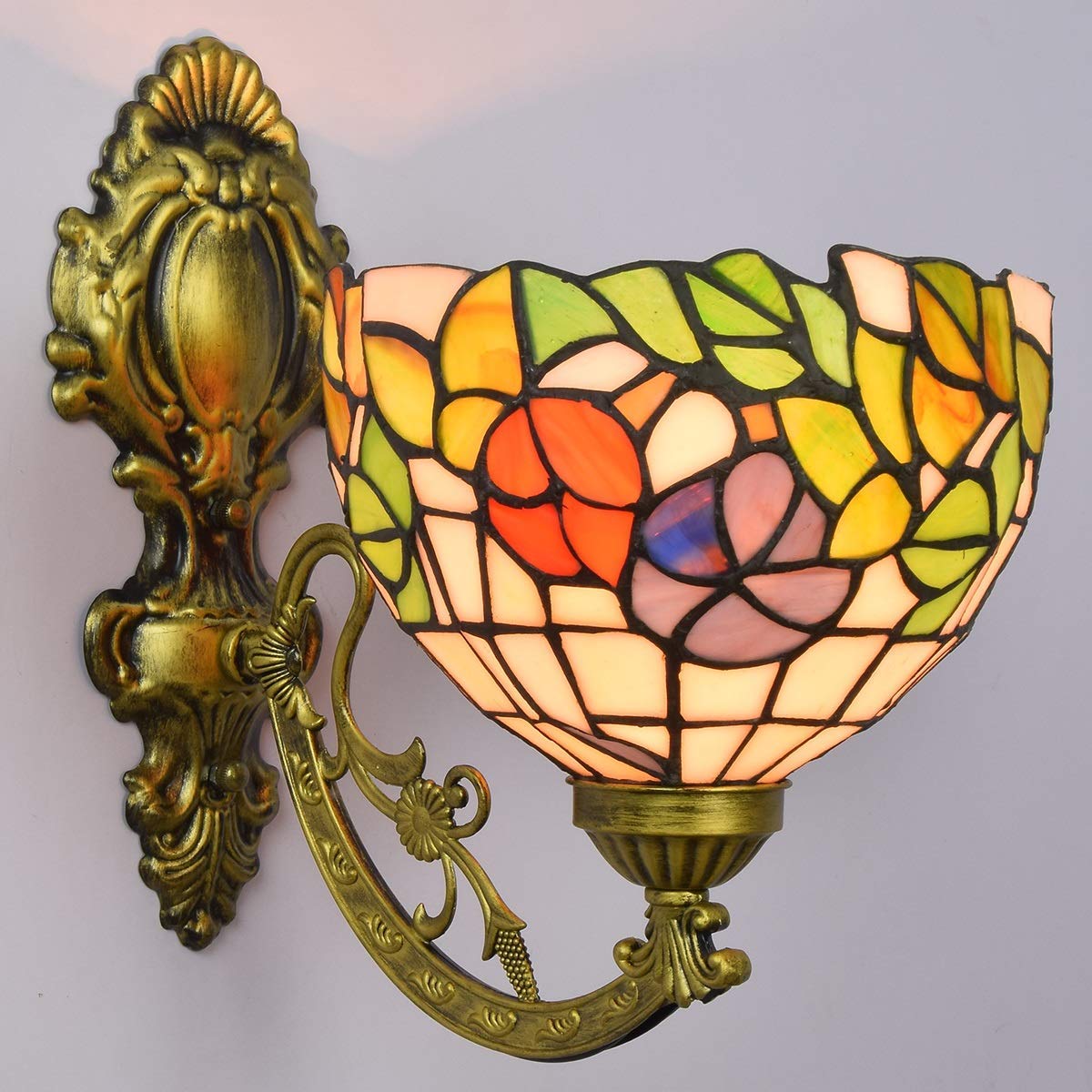 lámparas de pared, Vidrieras británica espejo moderno faros faros de jardín lámpara de pared lámpara pasillo mañana gloria de una cabeza de vidrio lámpara de pared lámpara de decoración luz de pared