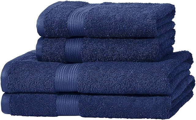 Amazon Basics AB Fade Resitant, 100% Cotton, Royal Blue, 2 Bath & 2 Hand