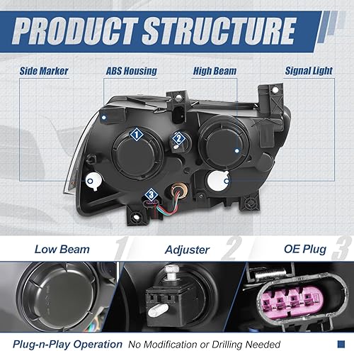 Miniatura 4 de Auto Dynasty Modelo halógeno conjunto de faros delanteros de estilo de fábrica compatible con Dodge Charger 11-14, lado del conductor y del