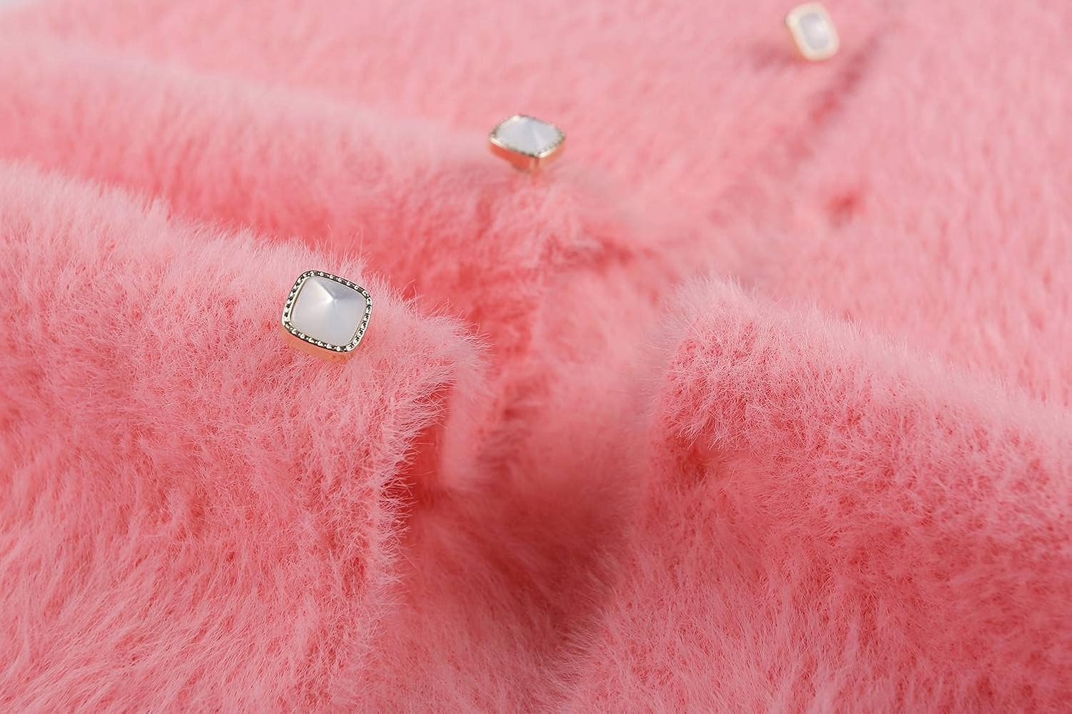 SMILING PINKER Girls Cardigan Crewneck Fuzzy Button Sweater Long Sleeve Winter Eyelash Jacket for Dress