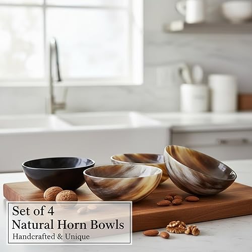 Miniatura 6 de Juego de 4 cuencos vikingos nórdicos medievales recreados  Cuenco de cuerno  Cuencos para servir y afeitar, regalo para madre, padre y esposo,