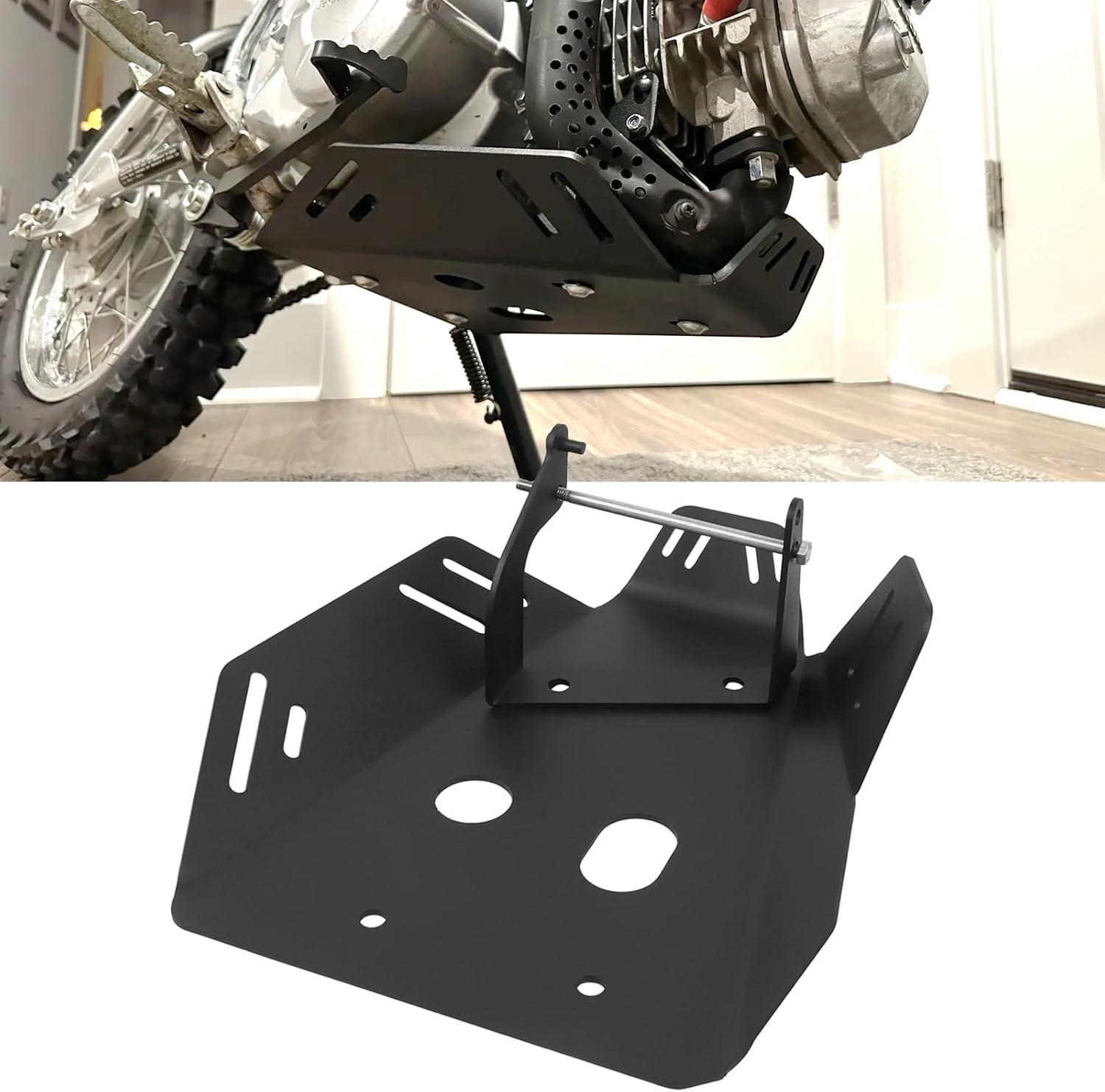 Motorcycle Skid Plate Replacement For Honda CRF110F 2013-2025 Under Engine Protection Aluminum Bash Plate(Black)