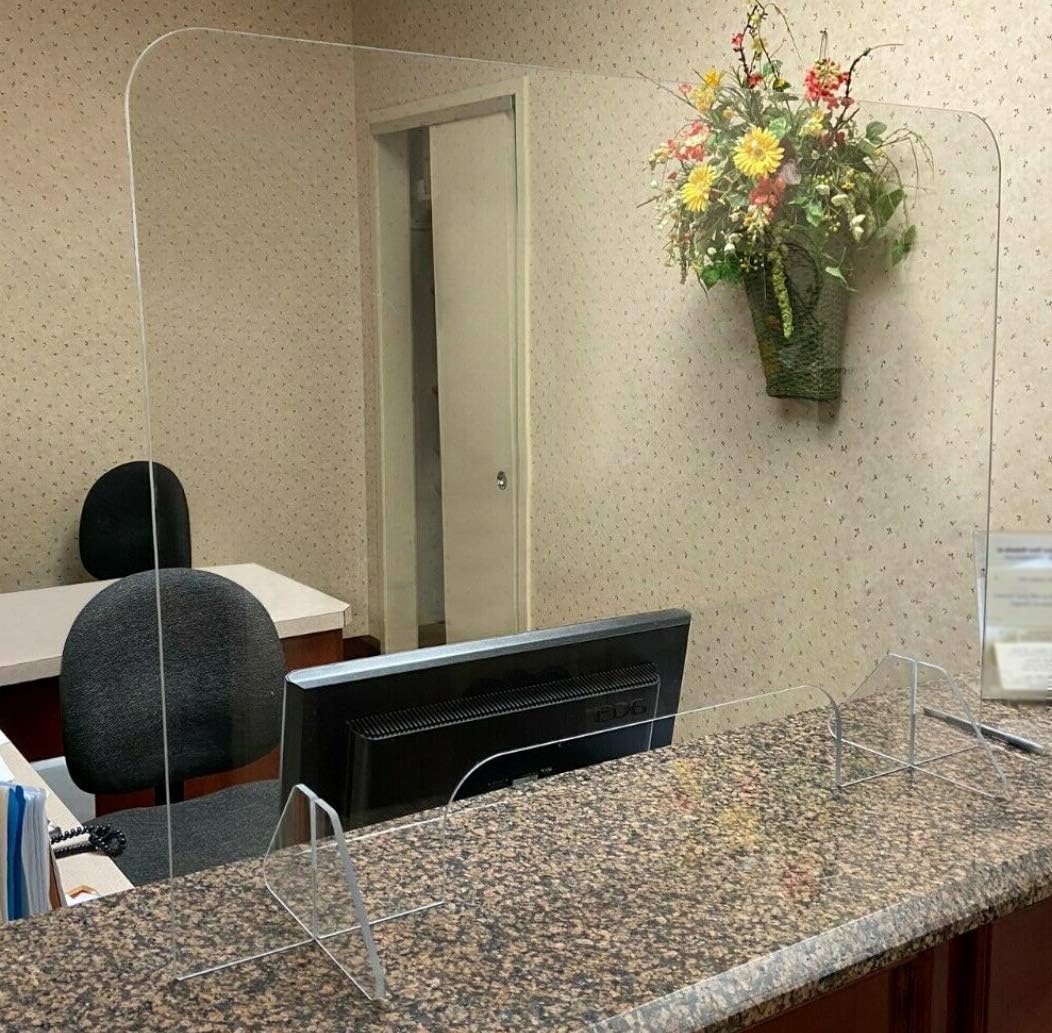 Sneeze Guard - Plastic Protection Barrier - Cashier, Checkout, Counter, Store, Desk 1/4 Clear - Free Shipping -Ships The Same Day By 2p.m EST (48W x 24H - Cutout 18W x 6H)