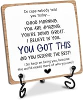 Vista 1 de Letreros de mesa de madera inspiradores, 4 x 4 x 0.2 pulgadas, decoración de escritorio con soporte, I believe in you, you got this, idea de regalo