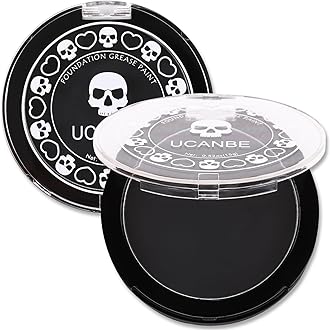 UCANBE Black Cream Face & Body Makeup Foundation, Professional Non-Toxic Greasepaint, Halloween Face Body Paint Palette for Kids & Adults, Facepaint for SFX Clown Zombie Vampire Skull Skeleton Cosplay