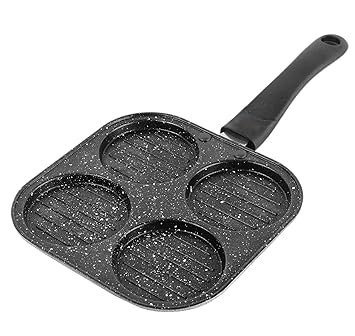 PANCA Non-Stick Grill Pan Mini Pan Uttapam Tawa Aluminum Multi Snack Maker 4 Cavity, Pancake Maker (Black, Pack of 1)