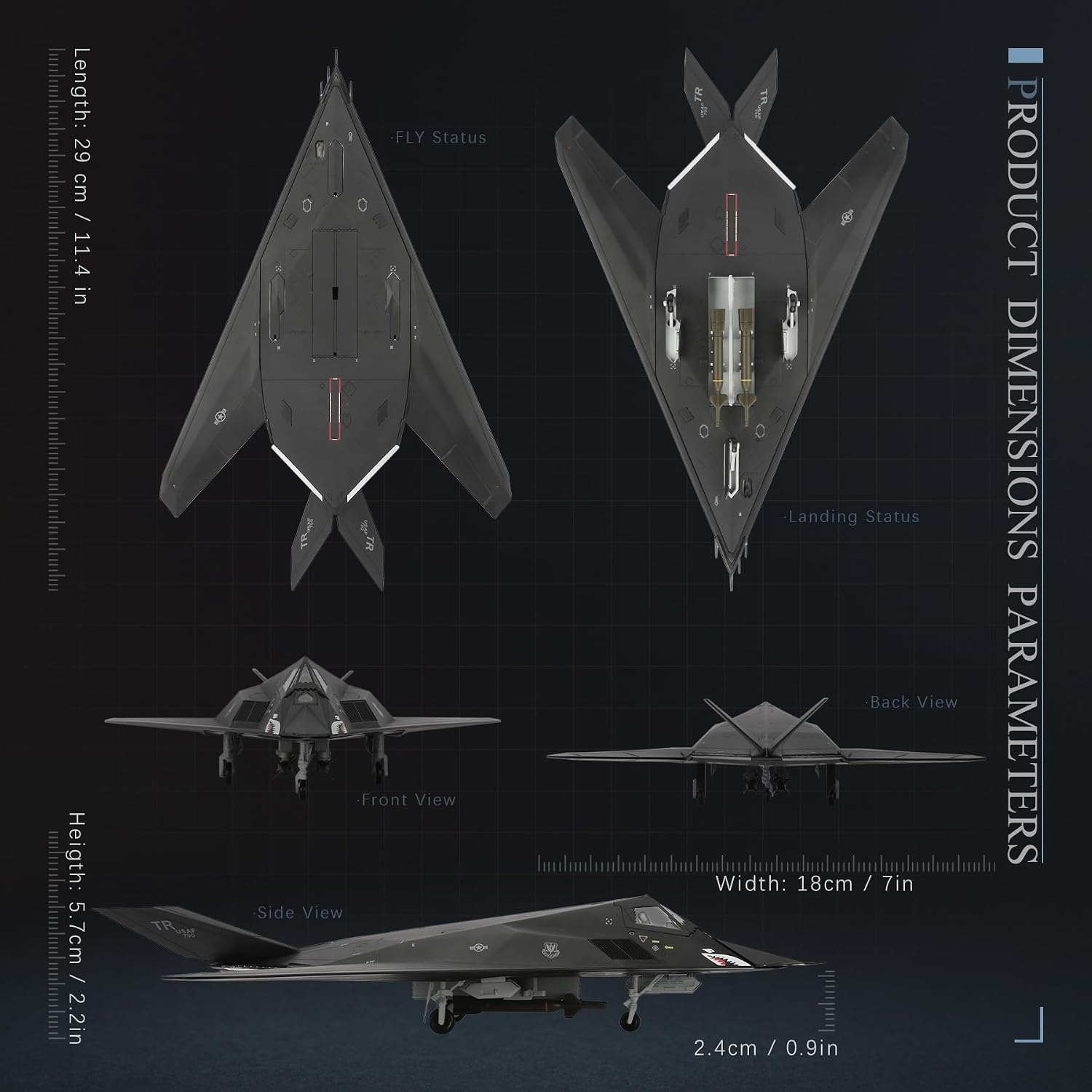 HANGHANG 1/72 Military Model Plane F117 Nighthawk （Shark Version） Alloy Fighter Model Airplane for Collections and Displays