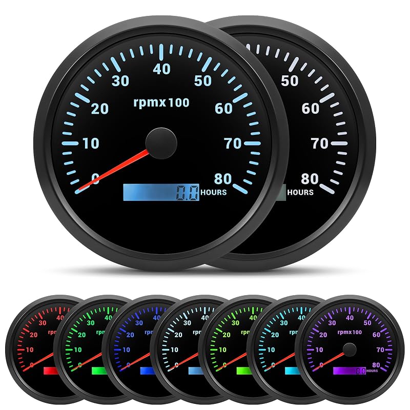 Tacômetro ARTILAURA 110 mm 8.000 RPM para barco, carro e caminhão 9–32 V – 1 unidade