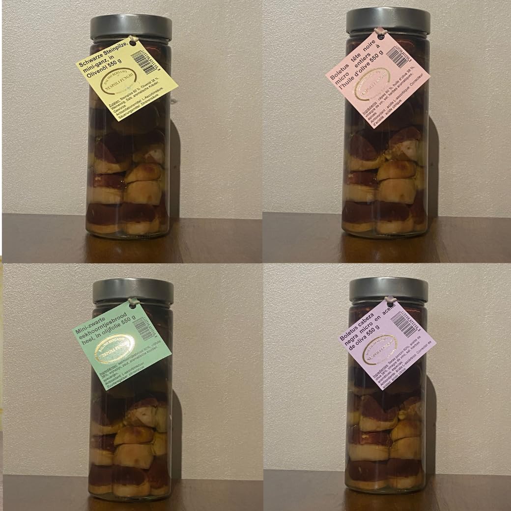 Funghi porcini testa nera INTERI MICRO sott'olio di oliva da gr 550 - Nespoli funghi