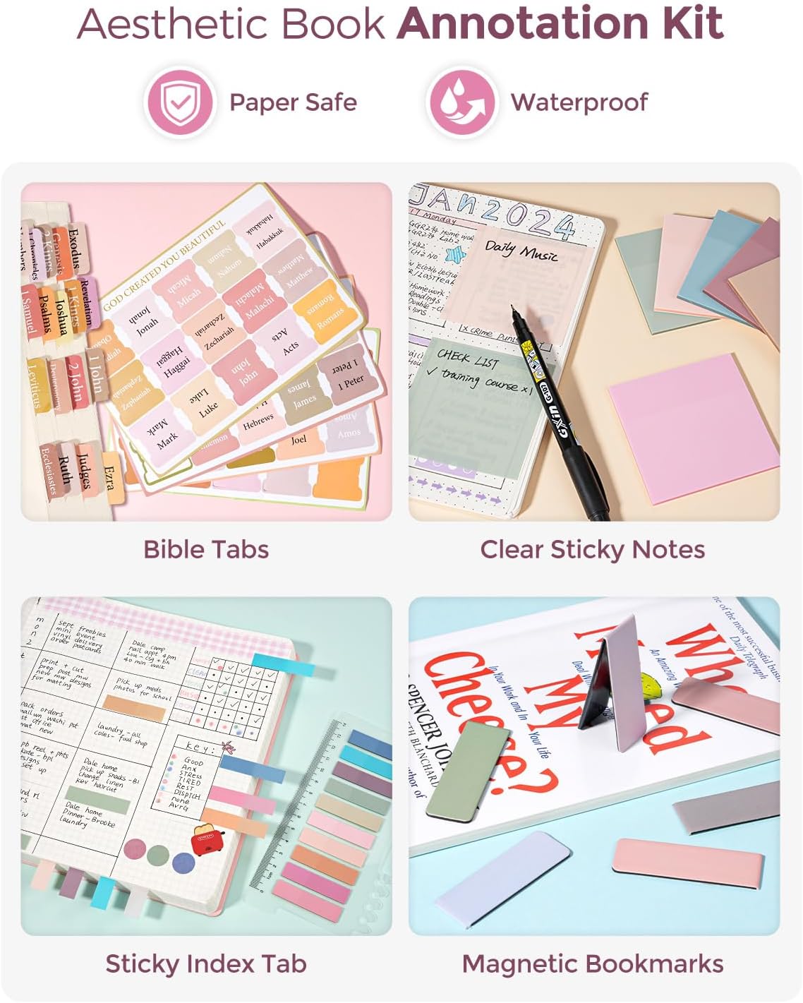 Nicpro 71PCS Bible Study Supplies Journaling Kit, Bible Study Kit for Women, Journaling Bible with Pen Case, Bible Highlighters, No Bleed Pens, Pencils, Sticky Notes & Tabs, Book Annotation Kit-Pink