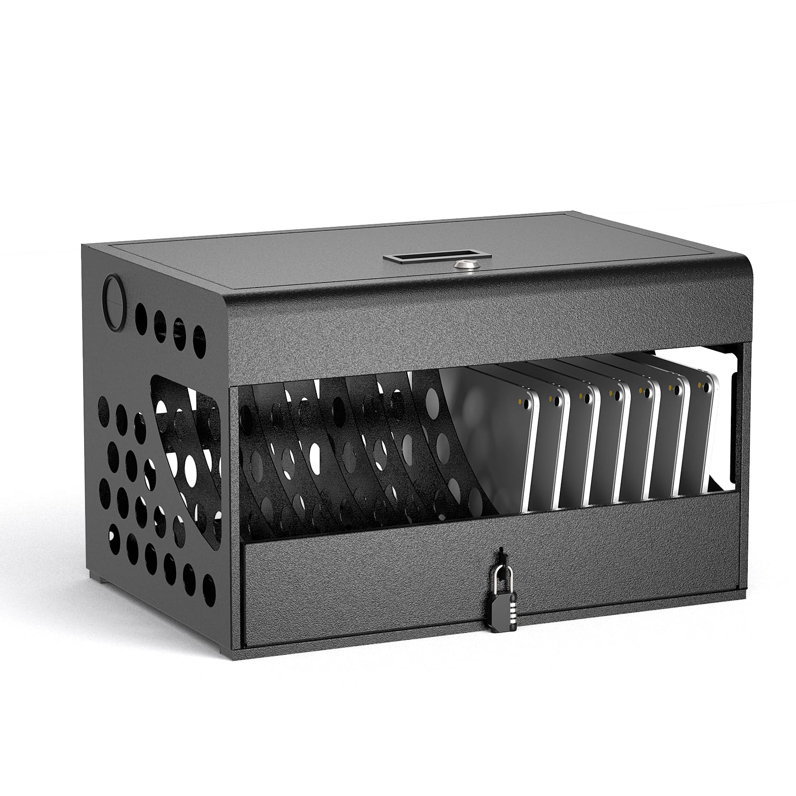 16-Device Charging Station for Chromebooks - Locking Charging Cabinet with Cable Management, Charger Storage, and Lock Included - Fits 14'' Screensize