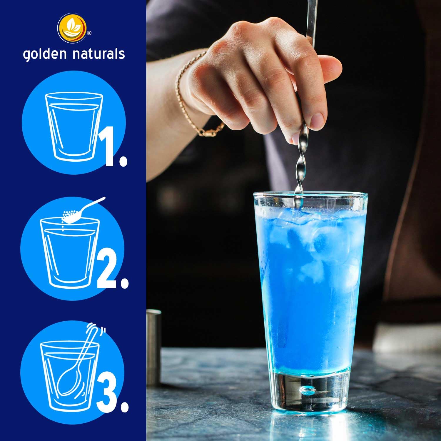 Golden Naturals Blue Spirulina 100 g, rein ohne Zusätze, blaue Mikroalge mit Phycocyanin, natürliche Lebensmittelfarbe
