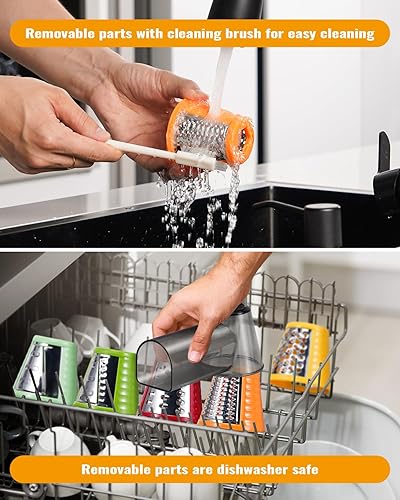 Miniatura 6 de Rallador de queso eléctrico para ensaladas, cortador eléctrico 5 en 1 para cocina casera, control fácil de un toque, con barra de empuje de