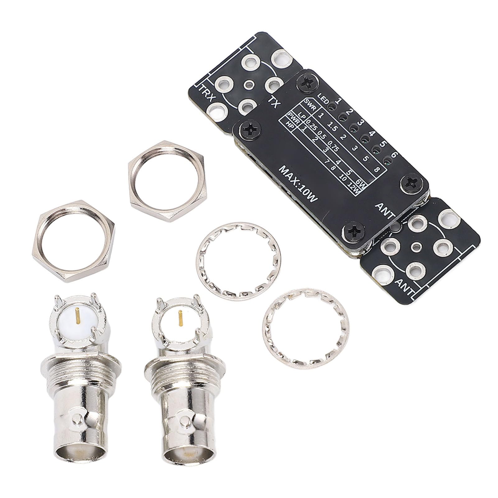 Alomejor Kit Misuratore SWR QRP Misuratore di Potenza Compatto Multiuso da 10 W per Applicazioni 1-50 MHz Materiale PCB Durevole