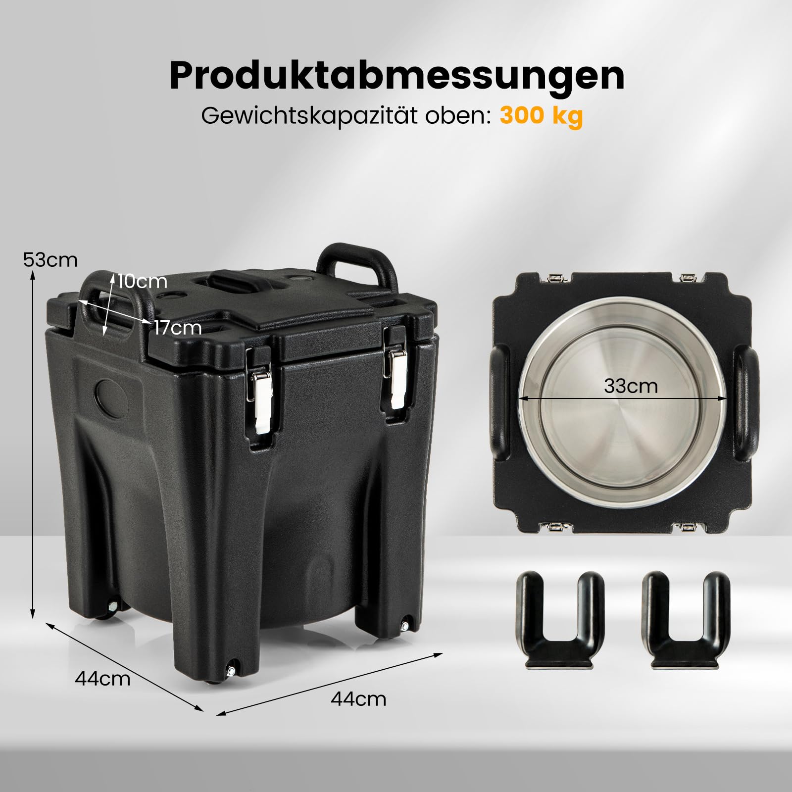 RELAX4LIFE 30L Caja Térmica con Ruedas y Frenos para Alimentos y Bebidas, Calentador de Alimentos con Interior Acero Inoxidable y 2 Asas para Coche, Camping y Pícnic, Mantiene el Frío y el Calor
