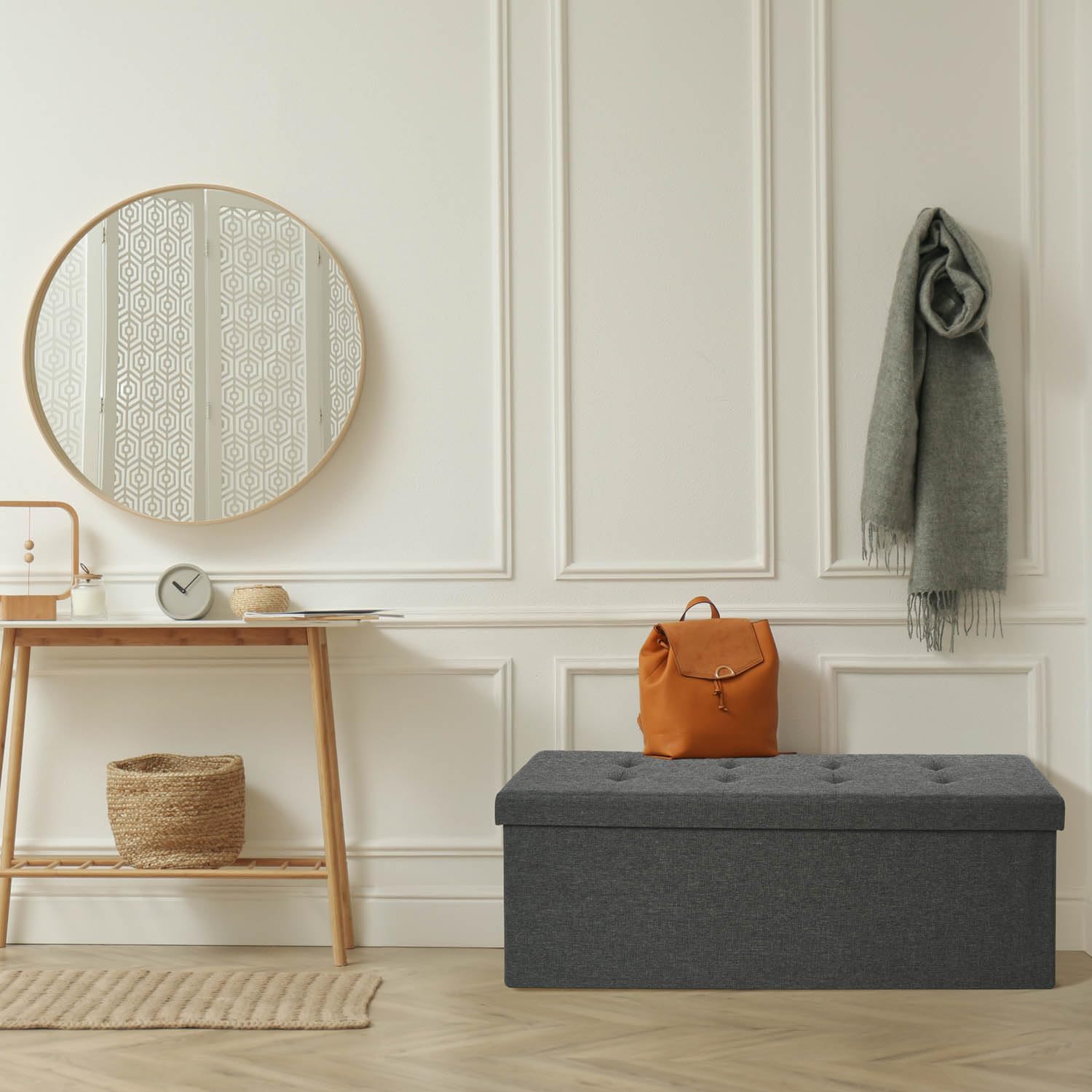 Blumtal Sitzbank mit Stauraum + 2 extra Boxen - Truhenbank mit Stauraum 110x38x38 cm - Sitzhocker Sitzbox in Anthrazit