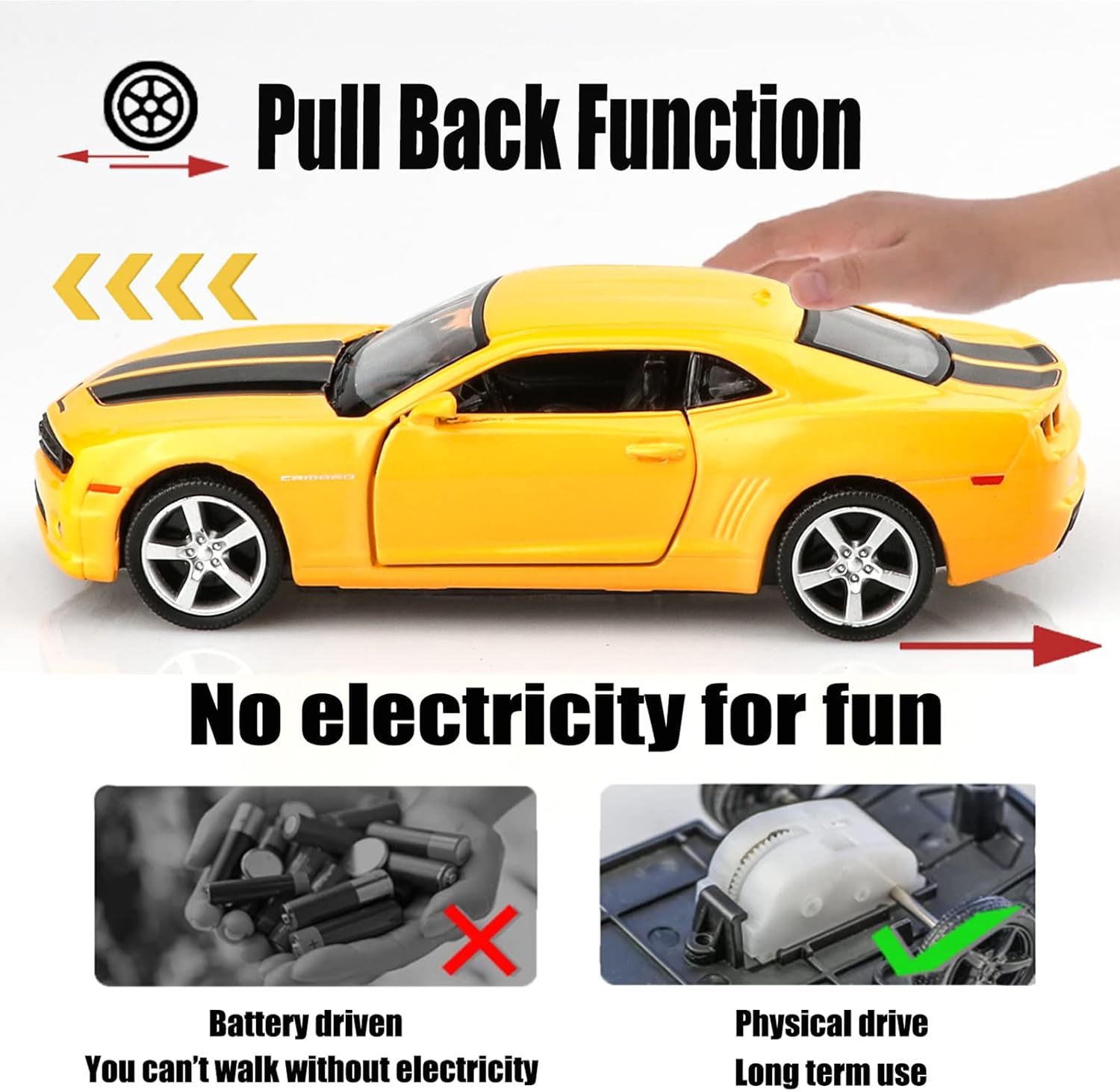 1/36 Scale Chevrolet Camaro Diecast Cars Models,Camaro Bumblebee Pull Back Toy Cars,Cars Gifts for Boys Girls(Yellow)