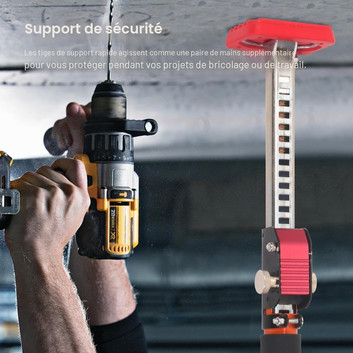 Lot de 2 poteaux de support réglables, capacité de 120 kg par paire, système de support de 3ème main, extensible jusqu'à 290 cm, tige de support en acier pour installation d'armoire, barres