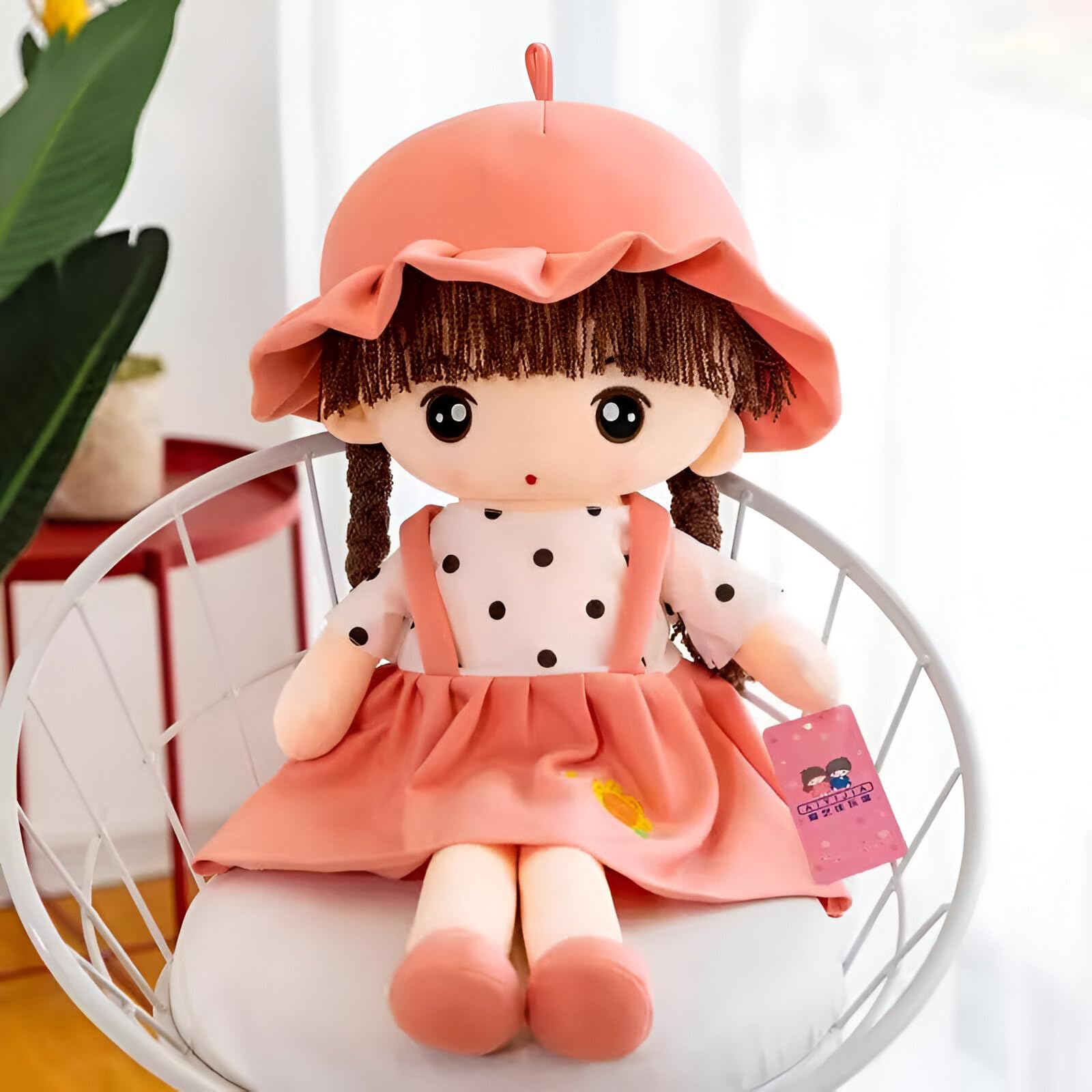 Tickles Princess Rag Soft Doll with Hat Stuffed Plush Toy for Kids Girls (Color: Pink Size: 35 cm)