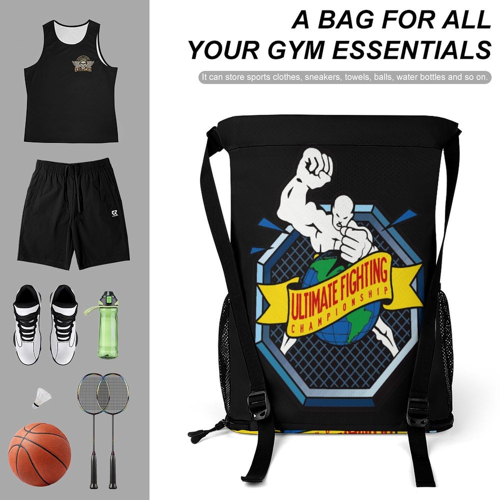 Amazon.co.jp: ジムサックバッグ UFC 究極格闘技 MMA 巾着バッグ