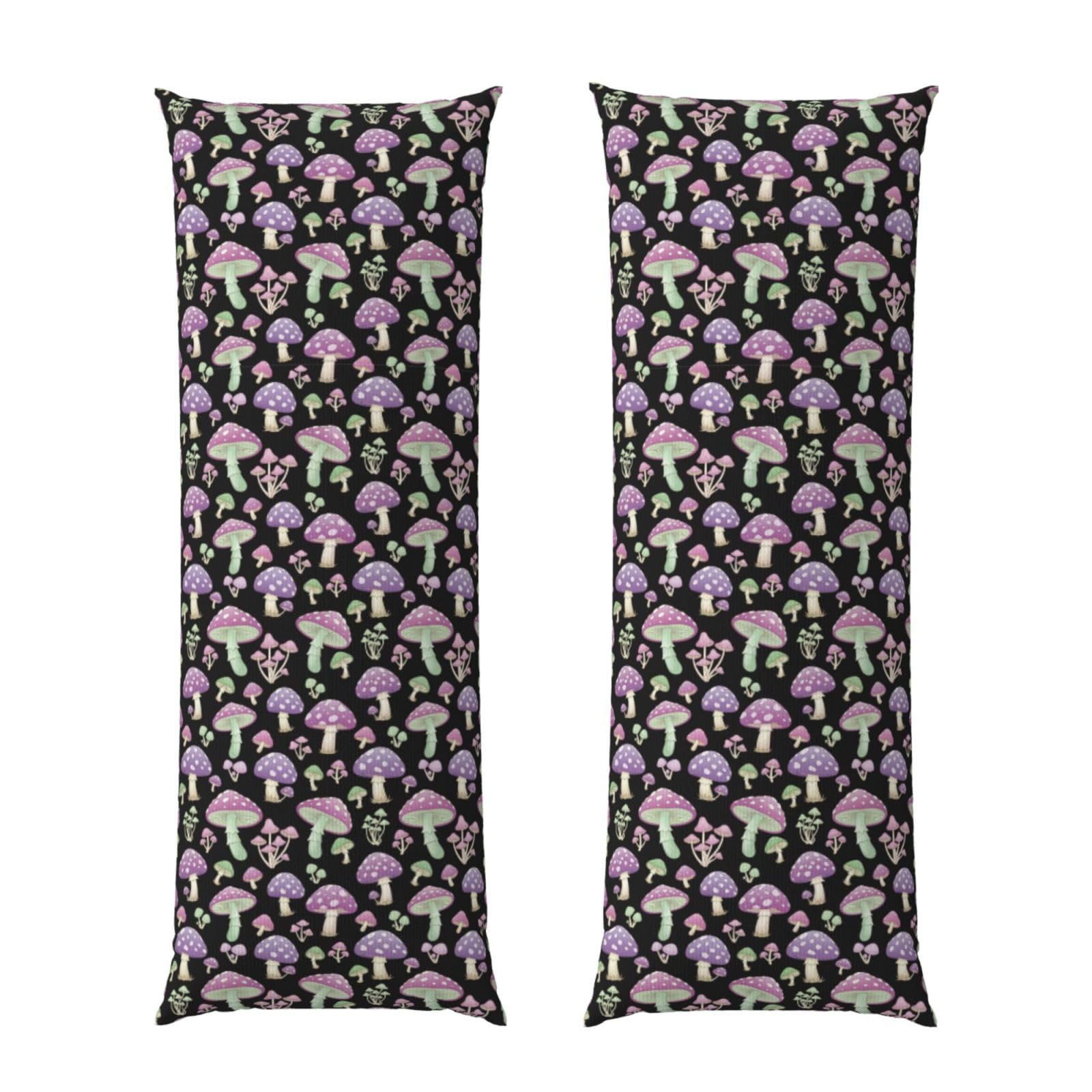 Long Pillow Cover 20x60 Goth Red Muchrooms, Premium Body Pillowcase with Zipper, Cozy Flannel Fabric Protector, for Men Women Couch Sofa Bed