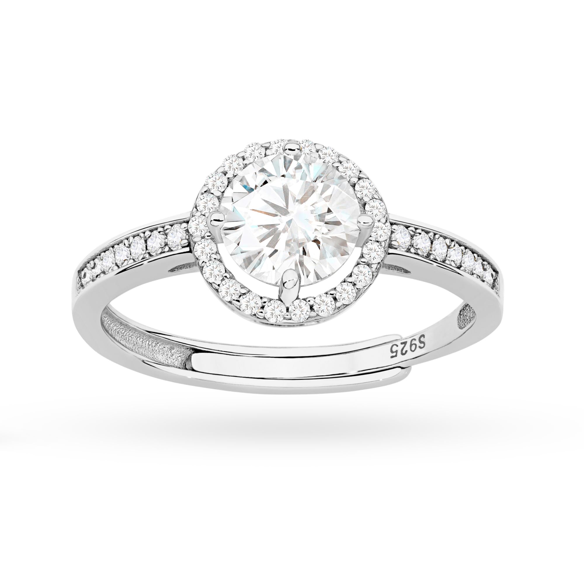 MARKO Eleganter 925 Silber Damenring – Verstellbarer mit 36 Zirkonia Halo Ring in Gold oder Silber