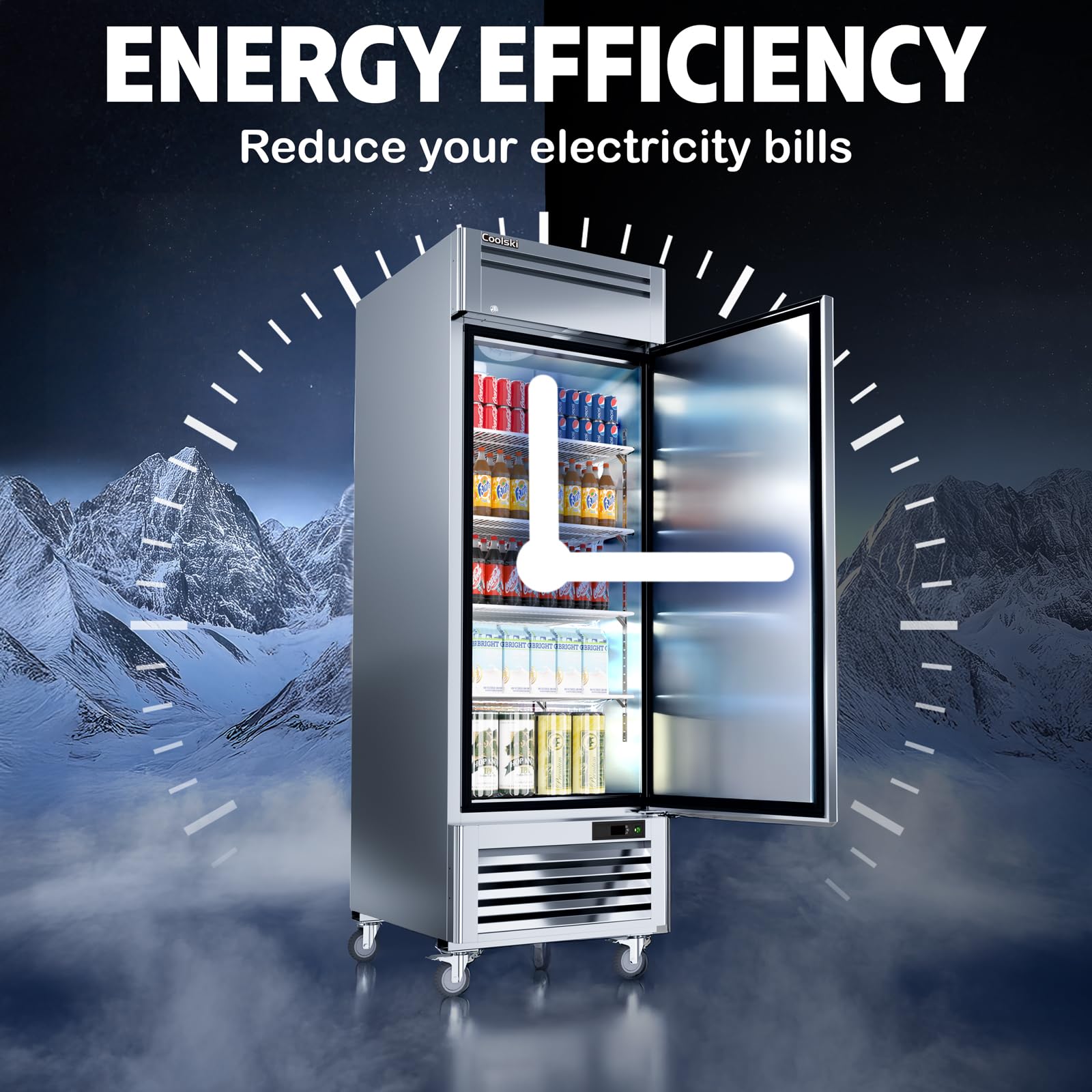 Coolski 19.32 Cu.ft Commercial Freezer Single Solid Door, Upright Reach-in 27" W Stainless Steel Freezer Fan Cooling for Restuarant, Bar, Shop, Garage, -13℉~-5℉, 4 Shelves on Fridge.com