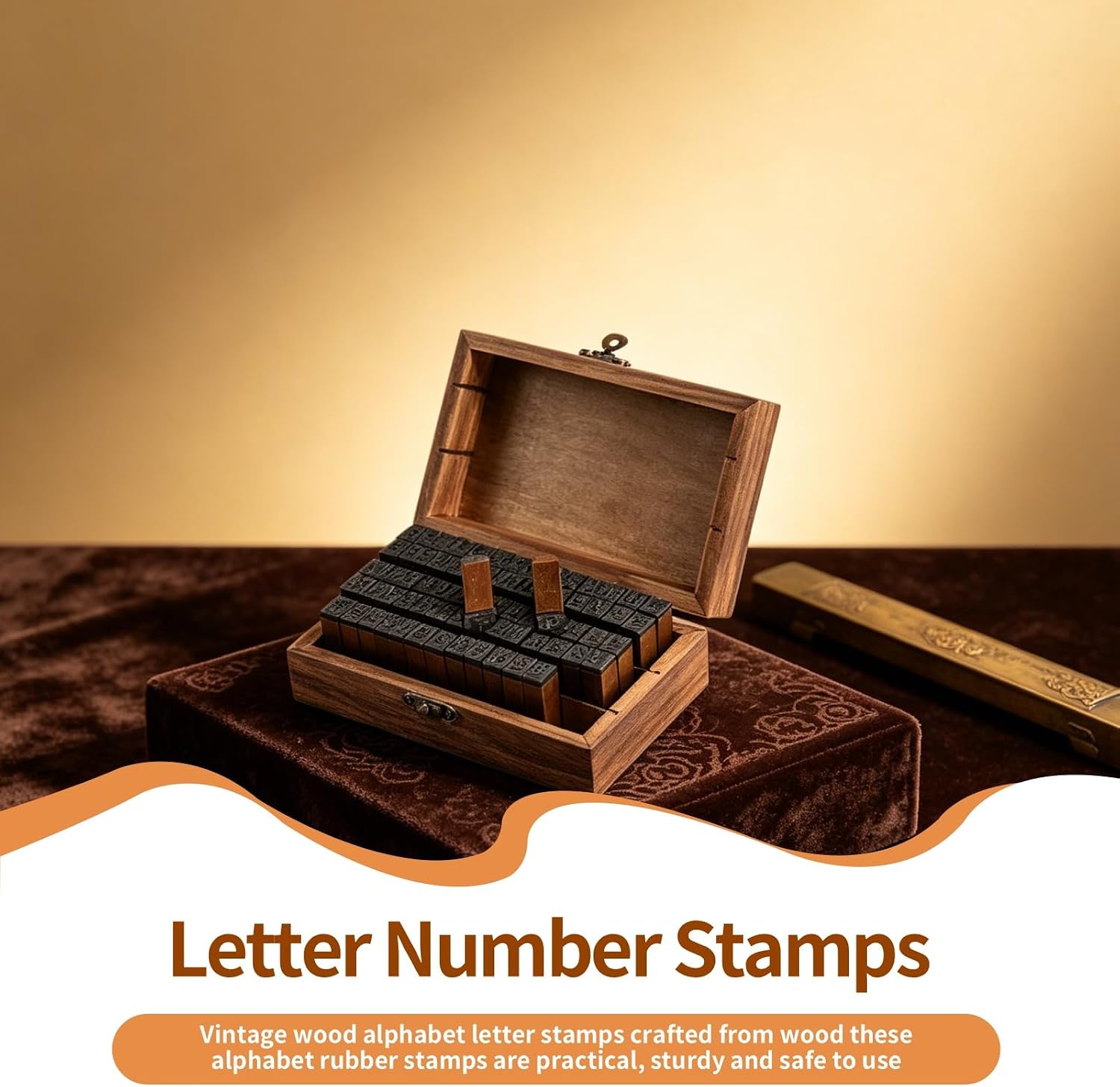 70PCS Wooden Rubber Alphabet Letter Number Stamps, Alphabet Mini Stamps with Wooden Storage Box for Scrapbooking Card Making and DIY Crafts