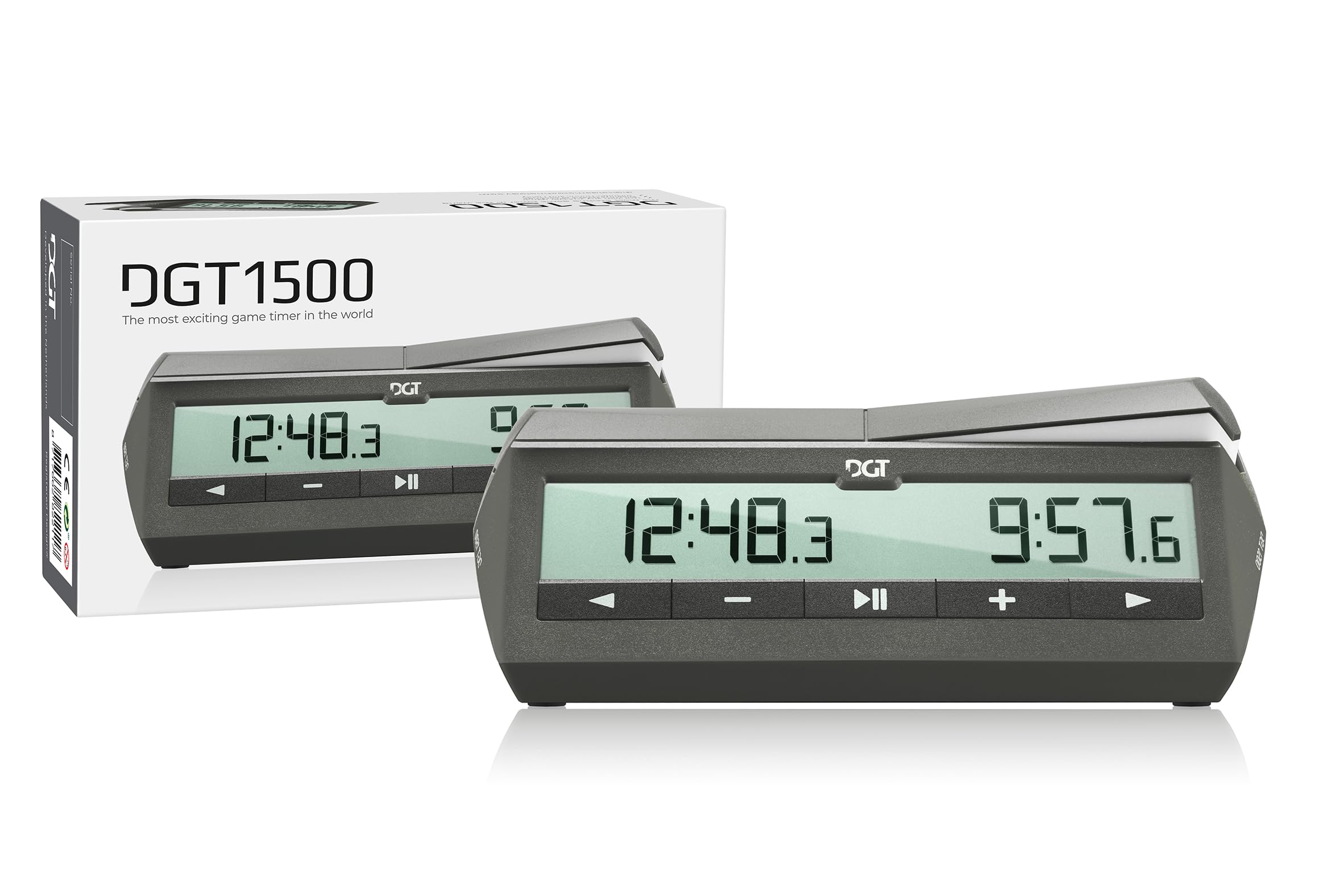 Horloge d'échecs numérique DGT 1500 pour jeux d'échecs rapides (gris)