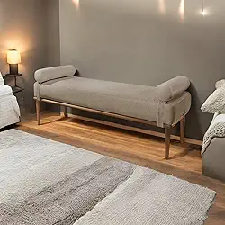 Recamier Puff Luxo Madeira Maciça Berlim Cappuccino