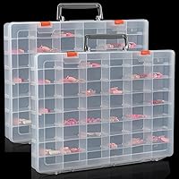 Vista 1 de Udefineit 2 Pack Large 48 Grids Clear Plastic Organizer Boxes with Adjustable Dividers, Jewlery Storages Bead Organizers Rock Collection Boxes