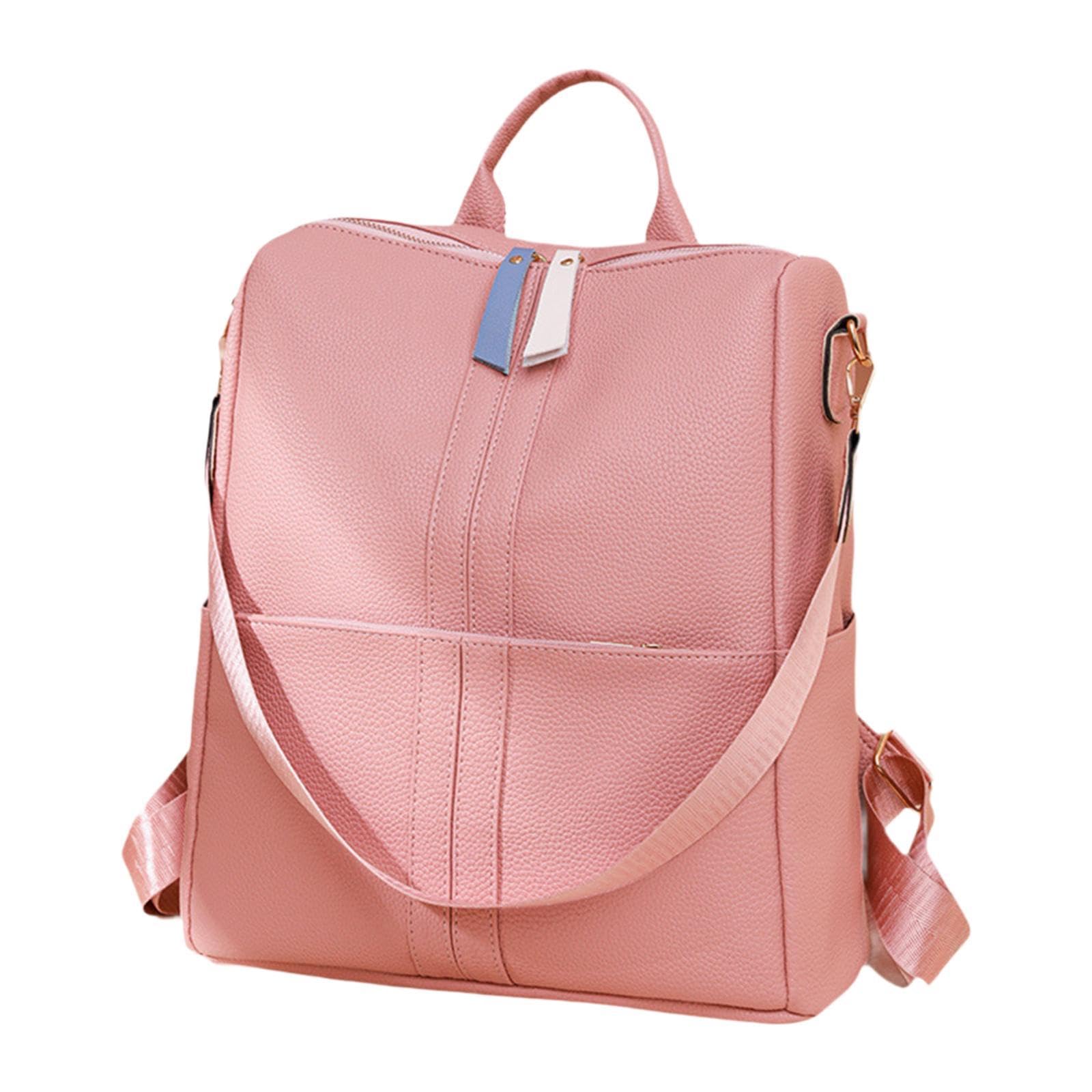 heavenglow Backpack Utility Modern Compact Casual PU Leather Purse for Gifts Rvs Go Out Pink-picture-21