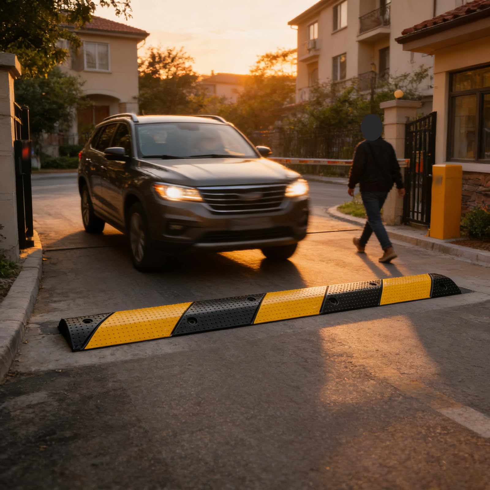 Reductor De Velocidad,Banda Reductora De Velocidad Vial,Badenes De Goma,Badenes para Garaje,Goma,Reducir La Velocidad De Los VehíCulos,para Rampa,Garaje,Suelo,Aparcamiento