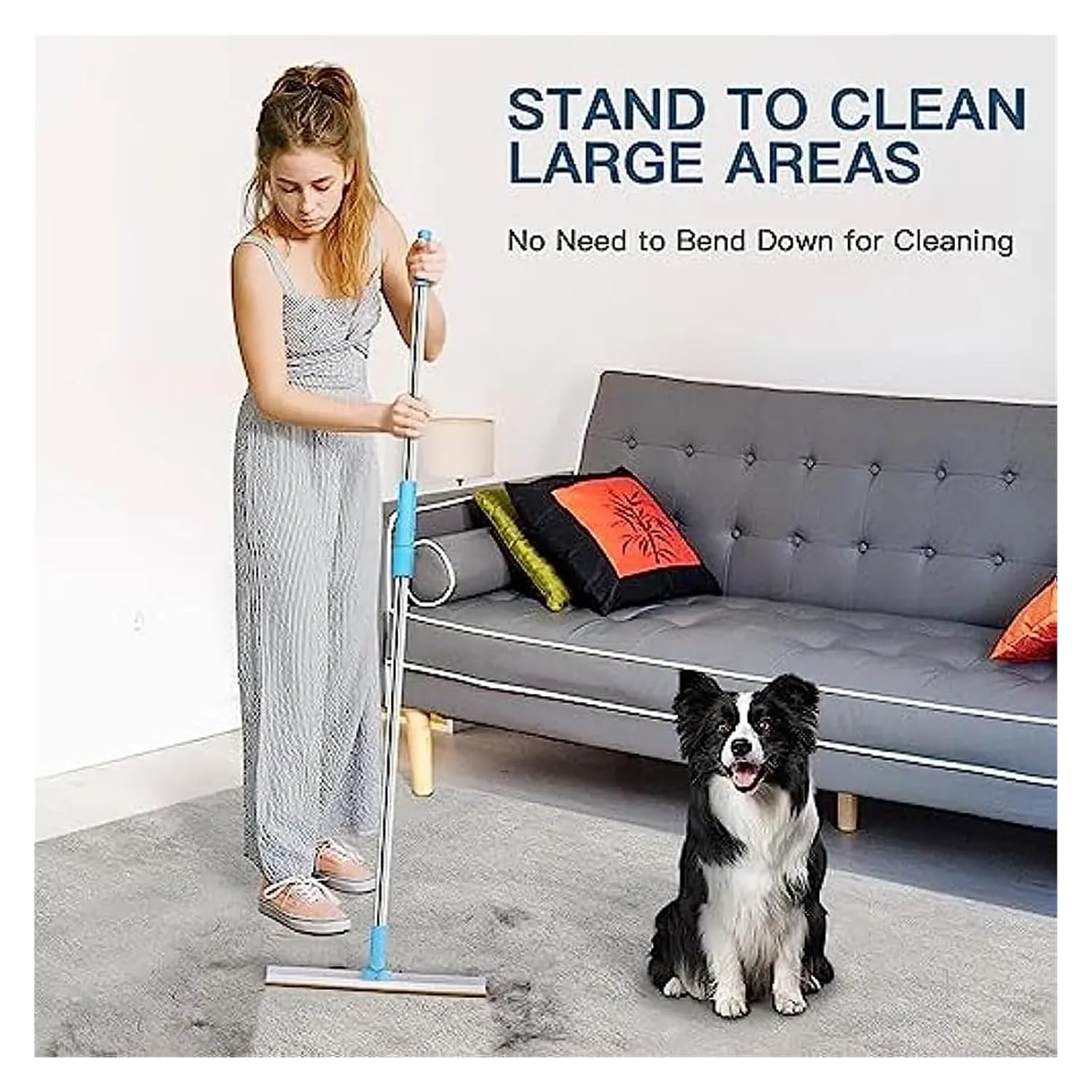 Carpet rake pet hair remover set, pet hair removal tool, telescopic handle carpet rake, suitable for cat and dog hair, 180° rotating(3PCS Set)