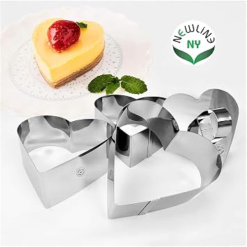 Stainless Steel Dessert Rings 4 Pcs Heart Shape Molded Salads, Pastries Mousse Molding Layering Cutter