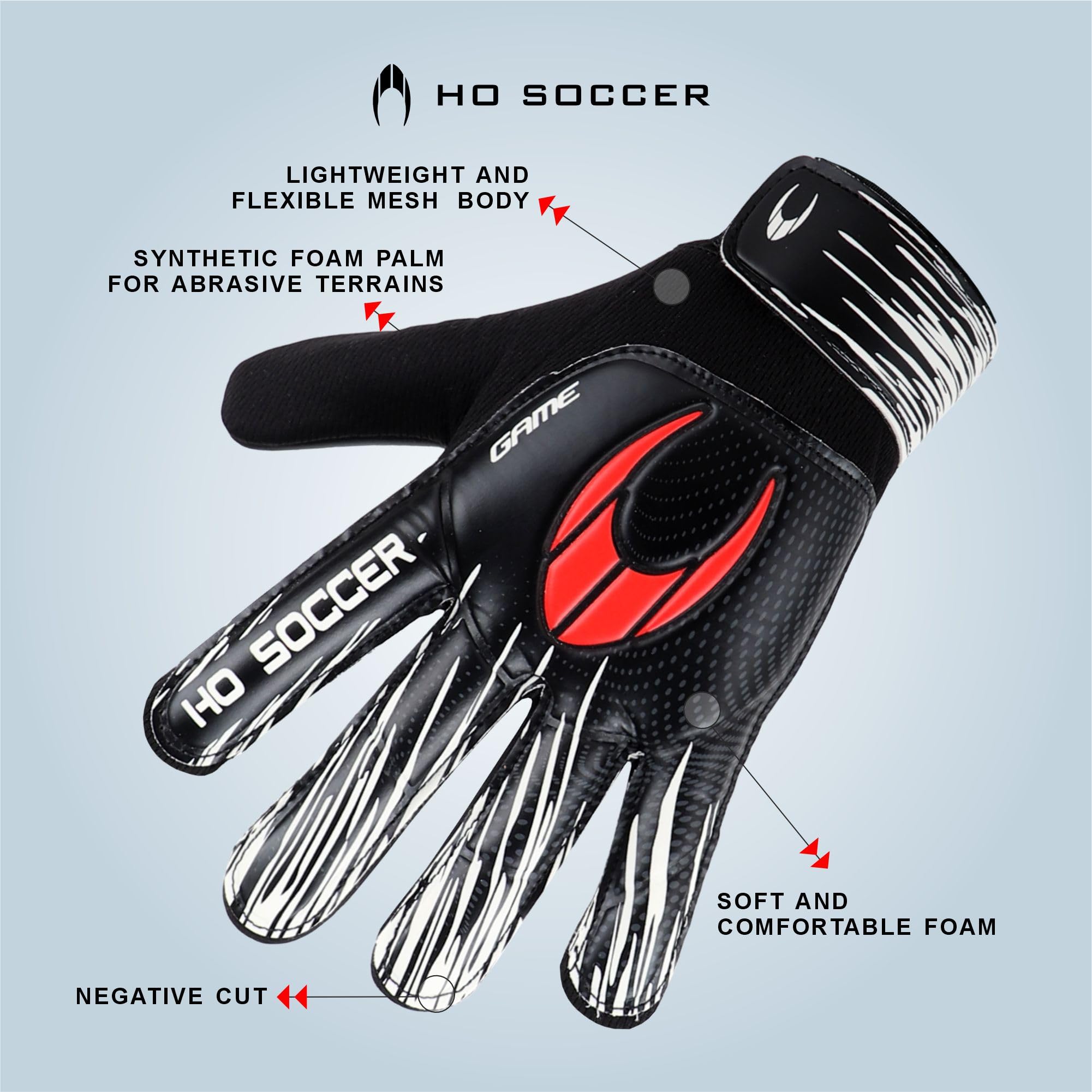 HO Soccer Game Black Rękawice bramkarskie, unisex dzieci, czarny/czerwony
