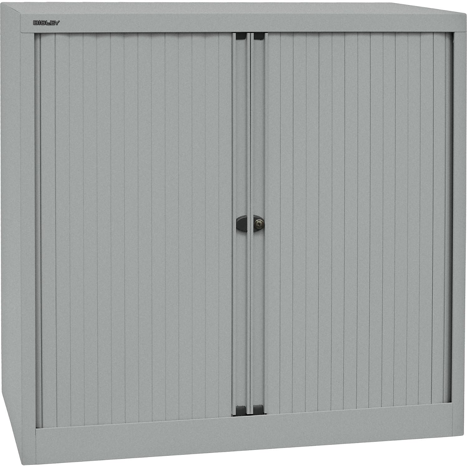 BISLEY Rollladenschrank EuroTambour, 2 Fachböden, 2,5 OH, Metall, Sl355 Rollladen/Korpus Silber, 43 x 100 x 103 cm
